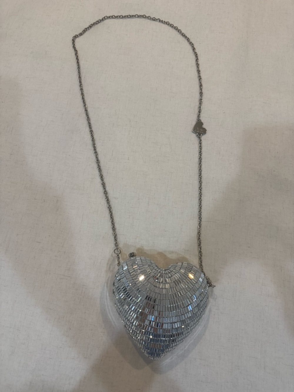 Betsey Johnson Silver Heart Disco Mirror Clutch - Picture 2 of 8